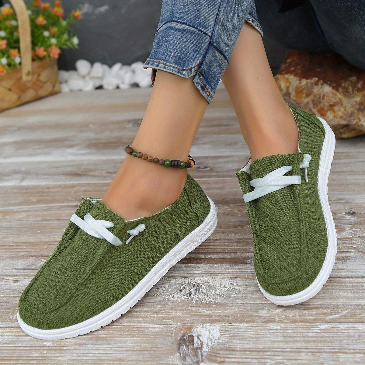 Women's Solid Color Canvas Shoes, Casual Lace Up Outdoor Shoes, Lightweight Low Top Walking Shoes