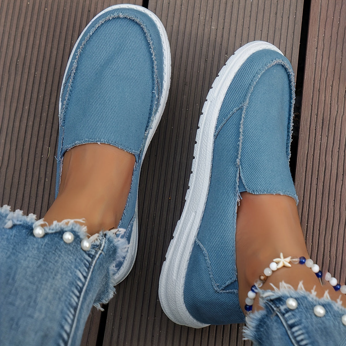 Women's Flat Canvas Shoes, Solid Color Round Toe Slip On Low Top Sneakers, Casual Walking Trainers